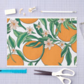 夏ミカン柑橘系果実花パターン 薄葉紙 (クラフト)
