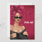 夏ムードファッション赤毛バチェロレッテ 招待状 (正面)