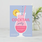 夏モダンのカクテル誕生日パーティー 招待状 (スタンド正面)