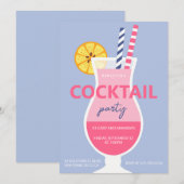 夏モダンのカクテル誕生日パーティー 招待状 (正面/裏面)