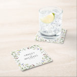 夏モダンの山花の書結婚道 スクエアペーパーコースター<br><div class="desc">この結婚トレンディーユニークのワイルドフラワーデザインは、手で書いたスクリプトのタイポグラフィと位エレガント置モダンと、繊細な夏のワイルドフラワーの植物フローラフレームを備えている。そんなかわいらし夏デザイン!裏庭や庭園の結婚式に最適。共同調整スイートの一部。スイートはこちら： https://www.zazzle.com/collections/modern_summer_wildflower_wedding-119547368663666147一致連絡製品のデザイナー著作権Anastasia Surridge for エレガント招待状，全著作権所有。</div>