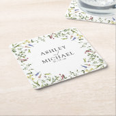 夏モダンの山花の書結婚道 スクエアペーパーコースター (アングル)