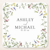 夏モダンの山花の書結婚道 スクエアペーパーコースター (正面)