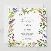 夏モダンの山花書道写真結婚の 招待状 (正面)