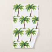 夏モダンの植物性ヤシの木が白に バスタオルセット (ハンドタオル)