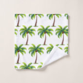 夏モダンの植物性ヤシの木が白に バスタオルセット (ウォッシュタオル)