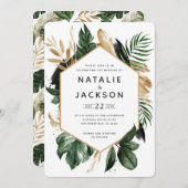 夏モダンの熱帯植物結婚葉 (正面/裏面)