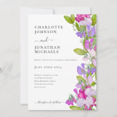 夏モダンエレガントフローラ結婚ズ 招待状 (正面)