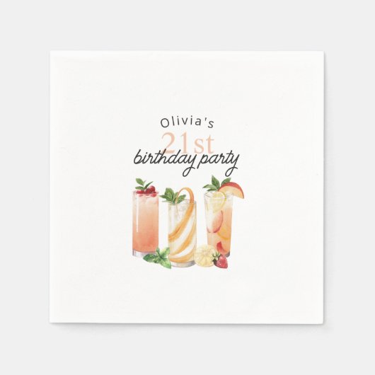 夏モダンカクテル21歳の誕生日パーティー スタンダードカクテルナプキン (正面)