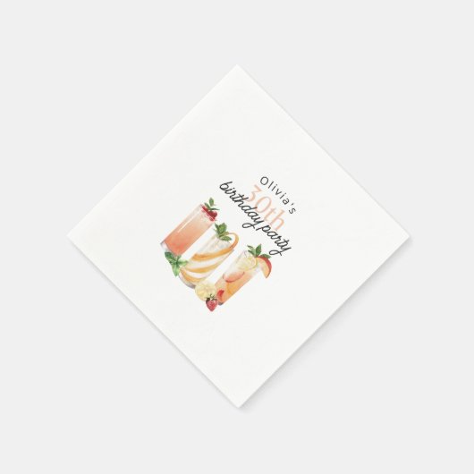 夏モダンカクテル30th誕生日パーティー スタンダードカクテルナプキン (角)