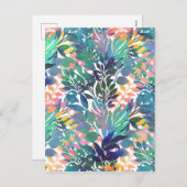 夏モダン熱帯水彩デザイン シーズンポストカード (正面/裏面)