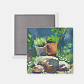 夏モダン絵画の花 マグネット (正面/裏面)