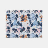 夏ヤシの木の継ぎ目の無い模様、ココナツヤシ フリースブランケット (正面(横))