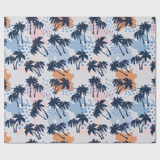 夏ヤシの木の継ぎ目の無い模様、ココナツヤシ ラッピングペーパー (フラット)