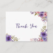夏ラベンダーピンクフローラフレームありがとう エンクロージャーカード (正面)
