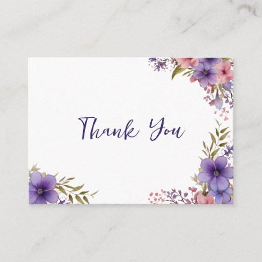 夏ラベンダーピンクフローラフレームありがとう エンクロージャーカード (正面)