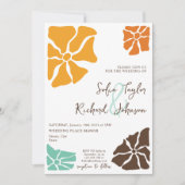 夏レトログルーヴィカラフルフローラデイジーヒッピー 招待状 (正面)