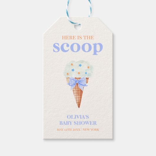 夏レトロバウ星アイスクリームベビーシャワー ギフトタグ (正面)