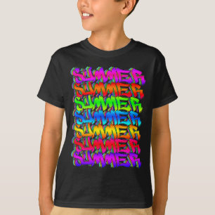 夏レトロヴィンテージグラフィティカラフル夏 Tシャツ