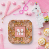 夏レトロ花 |モノグラム紙プレート ペーパープレート (パーティー)