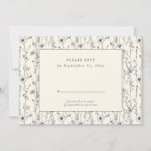 夏ワイルドフラワーシームレスパターンRSVPカード 招待状 (正面)