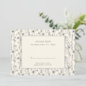 夏ワイルドフラワーシームレスパターンRSVPカード 招待状 (スタンド正面)