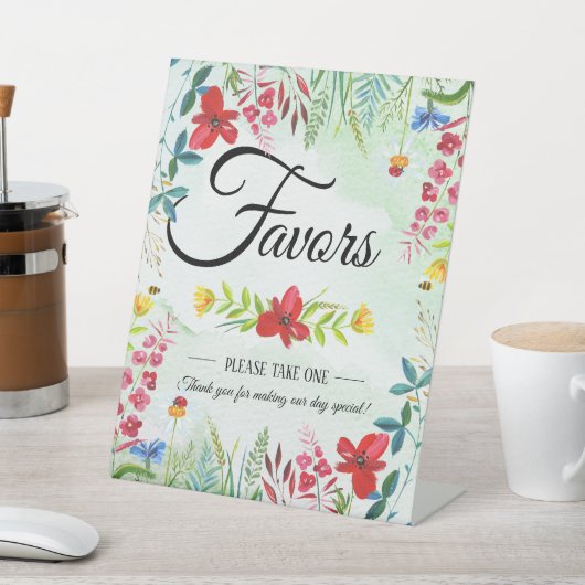 夏ワイルドフラワーズ結婚式の引き出物台座看板 台座サイン (インサイチュ)