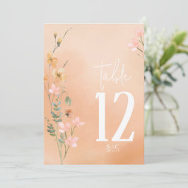 夏ワイルドフラワーテーブル番号V2 Apricot ID1023 招待状