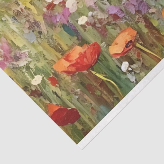夏ワイルドフラワーフィールド油絵のデコページ 薄葉紙 (詳細)
