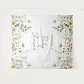 夏ワイルドフラワーフィールド赤ちゃんシャワー背景 タペストリー (正面(横))