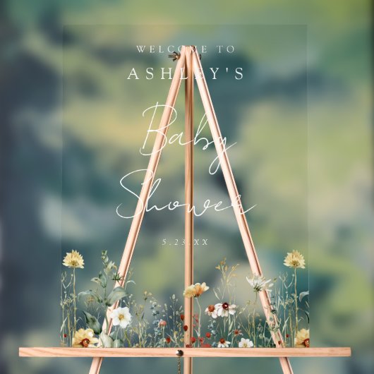 夏ワイルドフラワーフィールド赤ちゃんシャワー アクリルサイン (ニュートラル)