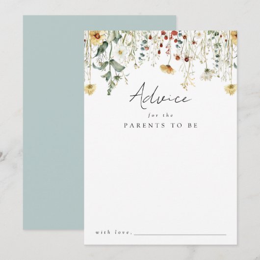 夏ワイルドフラワーフィールド赤ちゃんシャワー アドバイスカード (正面/裏面)