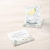 夏ワイルドフラワーフィールド赤ちゃんシャワー スクエアペーパーコースター (インサイチュ)