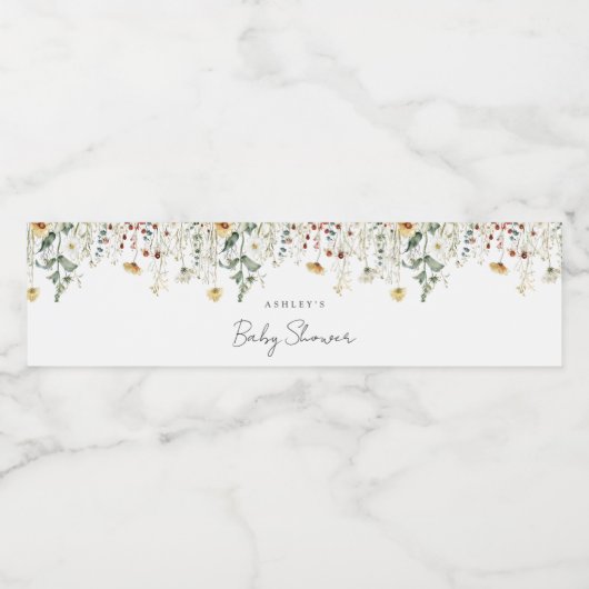 夏ワイルドフラワーフィールド赤ちゃんシャワー ペットボトルラベル (シングルラベル)