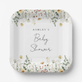 夏ワイルドフラワーフィールド赤ちゃんシャワー ペーパープレート (正面)