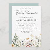 夏ワイルドフラワーフィールド赤ちゃんシャワー 招待状 (正面/裏面)