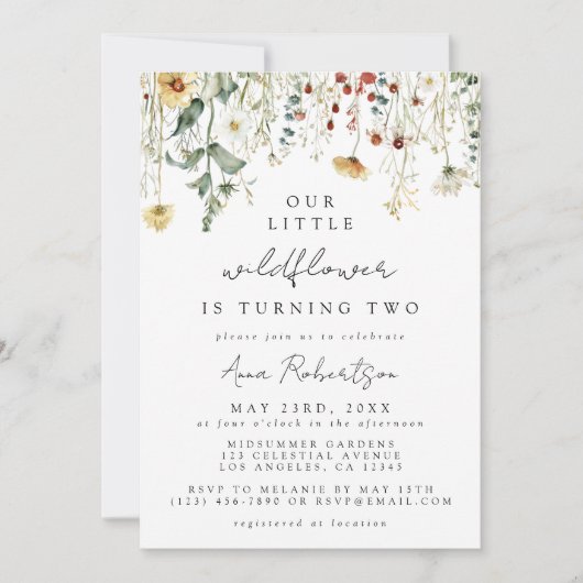 夏ワイルドフラワーフィールド2nd誕生日 招待状 (正面)