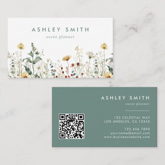 夏ワイルドフラワーフィールドQRコード 名刺 (正面/裏面)