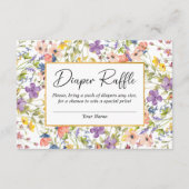 夏ワイルドフラワーメドウ赤ちゃんシャワーおむつラッフル エンクロージャーカード (正面)