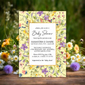 夏ワイルドフラワー牧草地ベビーシャワー 招待状