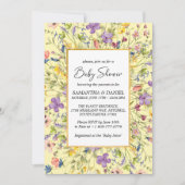 夏ワイルドフラワー牧草地ベビーシャワー 招待状 (正面)