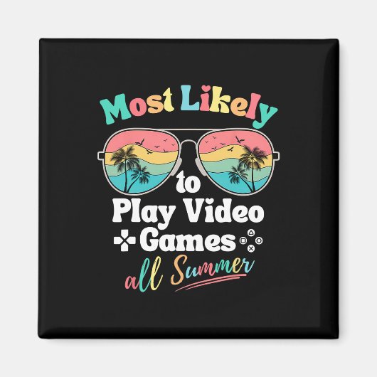 夏中ずっとビデオゲームをする可能性大 おもしろG マグネット (正面)