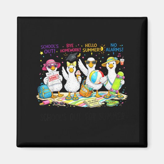 夏休みだよ!バカなガチョウの先生 冗談Tシャツ マグネット (正面)