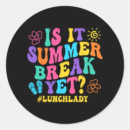 夏休みなのに学校の最後の日のランチレディ ラウンドシール (正面)