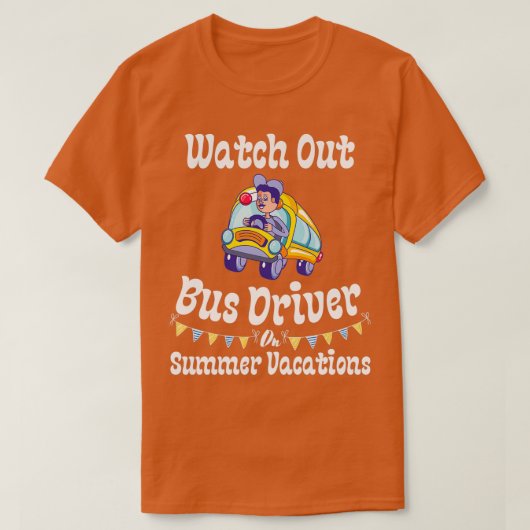 夏休みにバスの運転手を見る Tシャツ (デザイン正面)