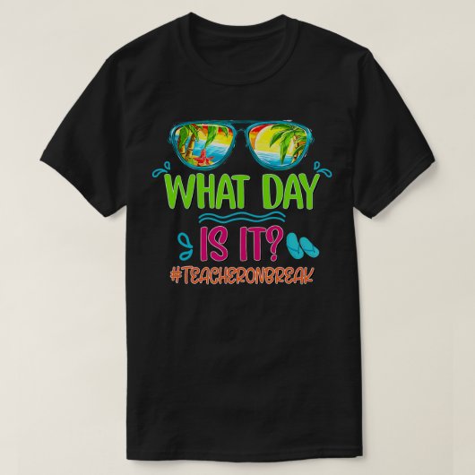夏休みの先生は何日おもしろい Tシャツ (デザイン正面)