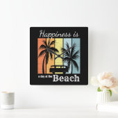 夏休みの幸せはビーチ スクエア壁時計 (ホーム)