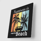 夏休みの幸せはビーチ スクエア壁時計 (傾斜)