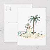 夏休みの雪だるまトロピカルビーチの雰囲気の島 シーズンポストカード (正面/裏面)