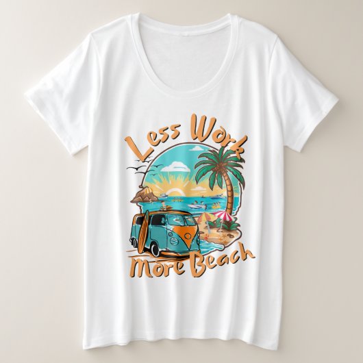 夏休みはビーチでリラックス プラスサイズTシャツ (デザイン正面)